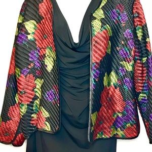 {CHICO’S} 100% Silk Floral Woven Blazer Jacket